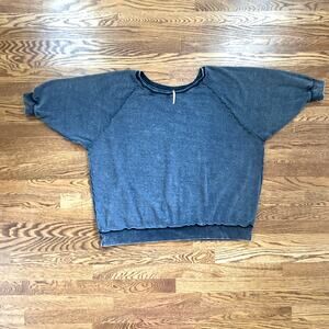 Free People Reverse Seam Oversized Sweatshirt Size Xtra Small Gray/Black
